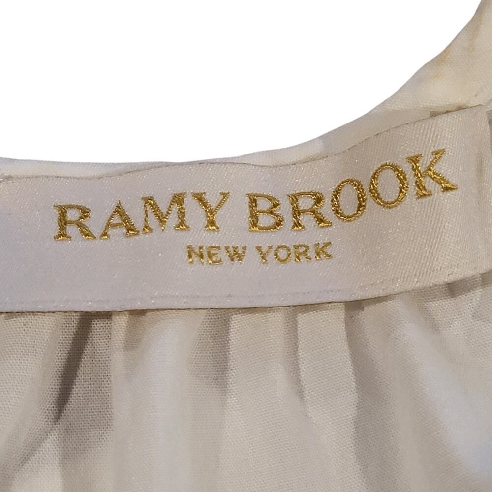 Ramy Brook XXS White All Cotton Smocked Tank Top Cropped Waist Ruffle Pullover - Picture 7 of 14
